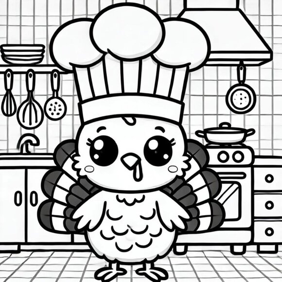 Wickedly Delicious: Turkeys in the Kitchen Coloring Book - Picture 2 of 5